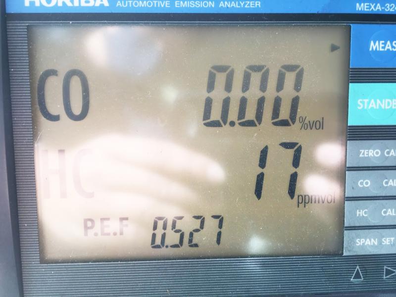 添加前排気ガス数値
CO 0.00％
HC 17ppm