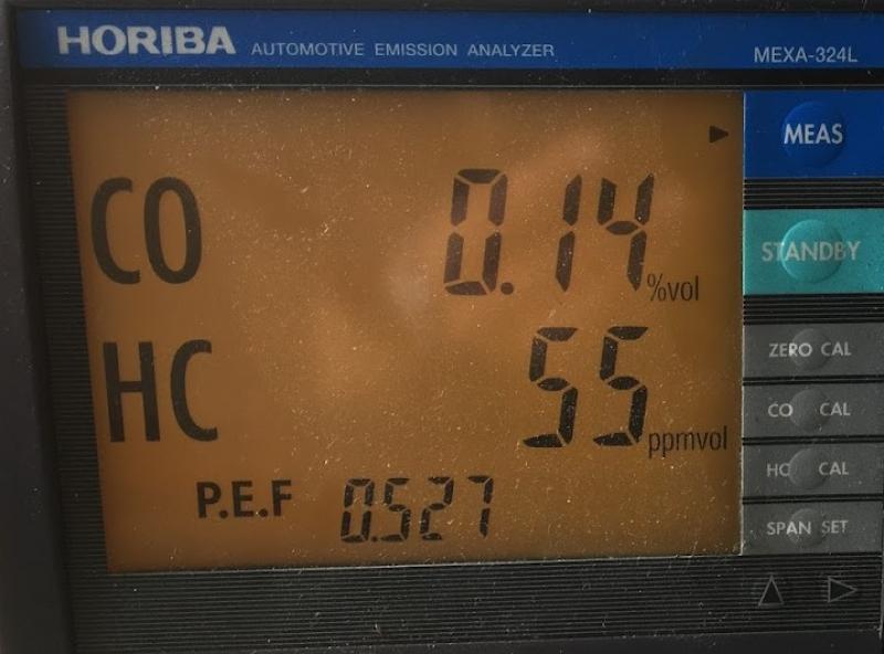 添加後排気ガス数値
CO 0.14％
HC 55ppm