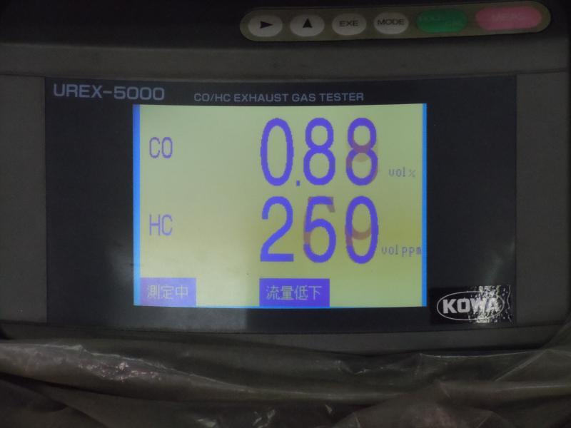 添加前（30分暖気）
CO　0.88％
HC　250ppm
