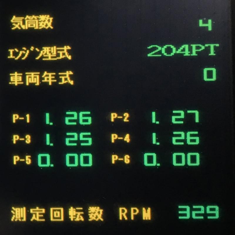 エンジンオイル交換後測定値
4気筒平均圧縮比　1.26MPa
