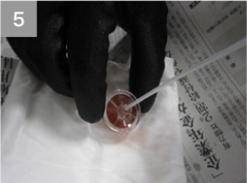 フィルター内にパーツクリーナーを注入。
