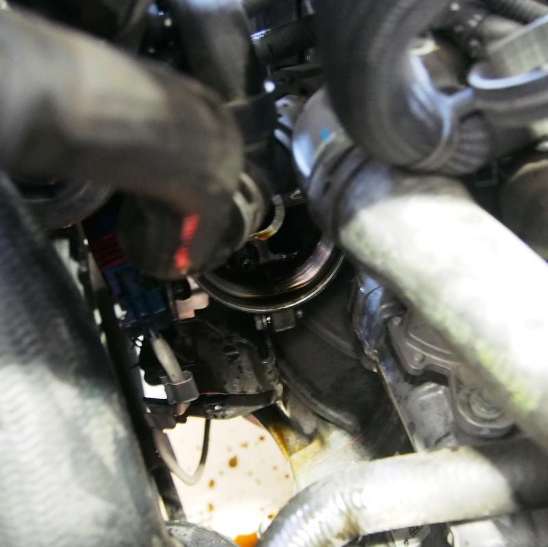 オイルエレメント発見（とても狭く、わかりづらいところにあります）