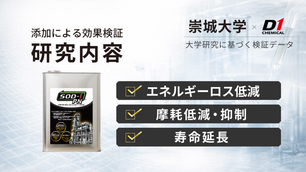産業機器用添加剤 省エネ・ロングライフ 検証結果